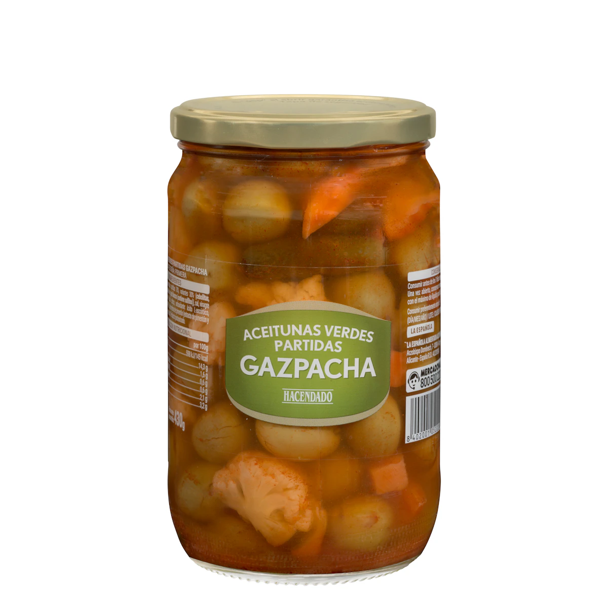 Aceitunas verdes Gazpacha Hacendado partidas