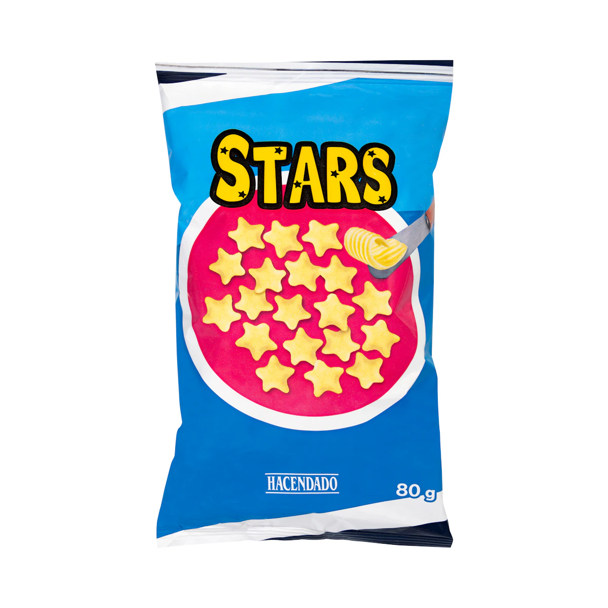 Snack de maíz Stars sabor mantequilla Hacendado