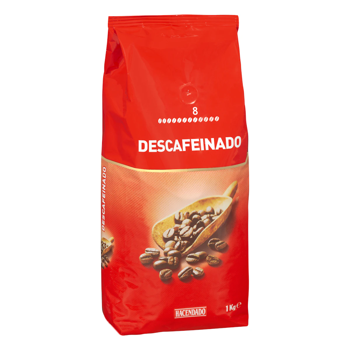 Café en grano Hacendado descafeinado