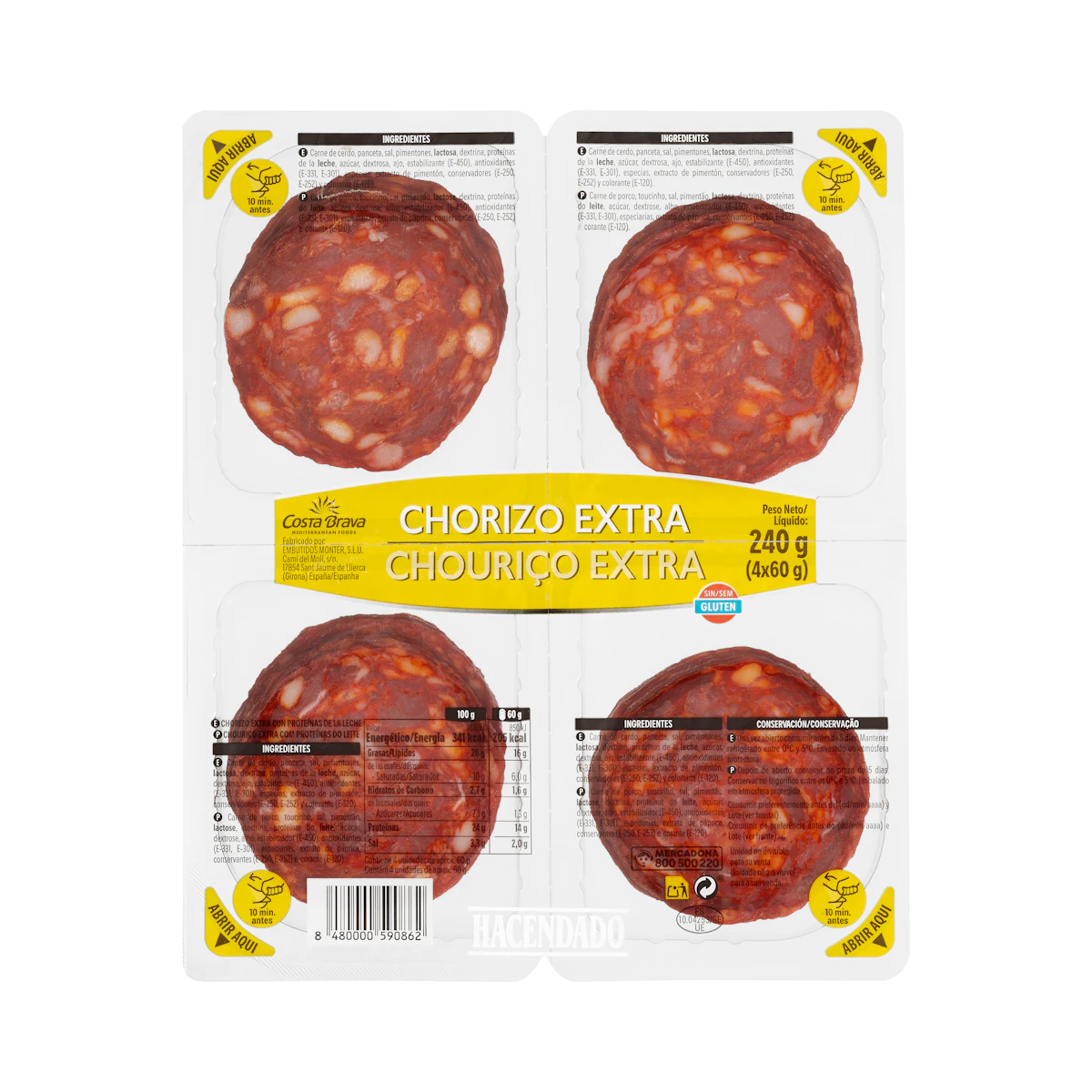 Chorizo extra Hacendado lonchas