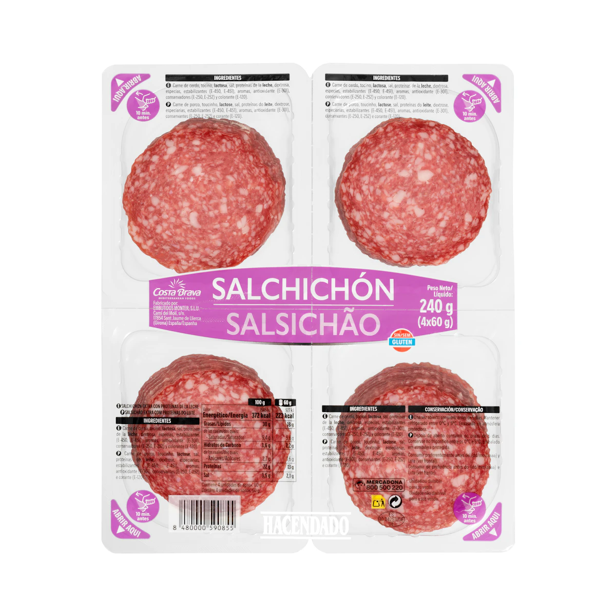 Salchichón extra Hacendado lonchas