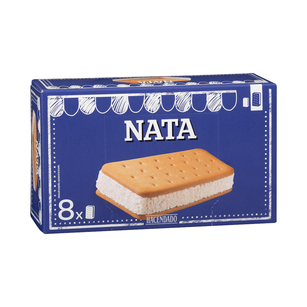 Helado sándwich sabor nata Hacendado