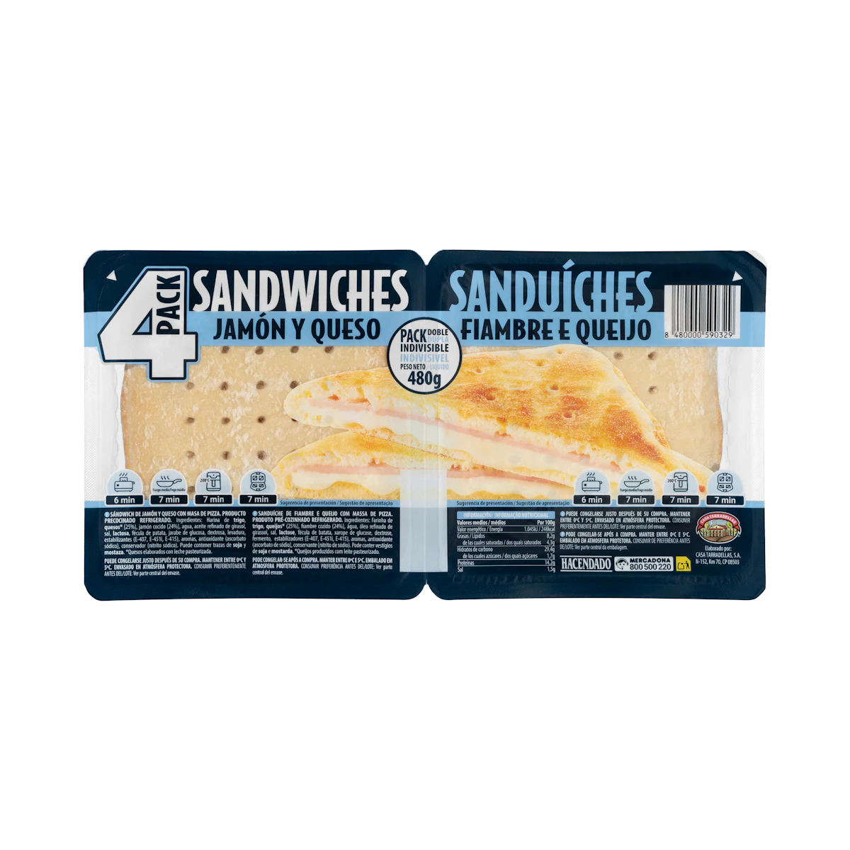 Sándwiches jamón y queso Hacendado