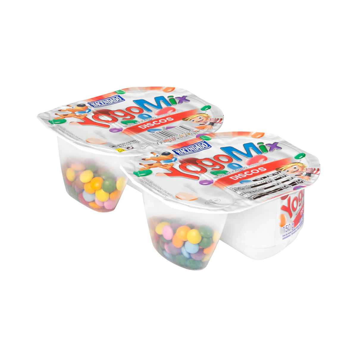 Yogur azucarado YogoMix Discos Hacendado con disquitos chocolateados