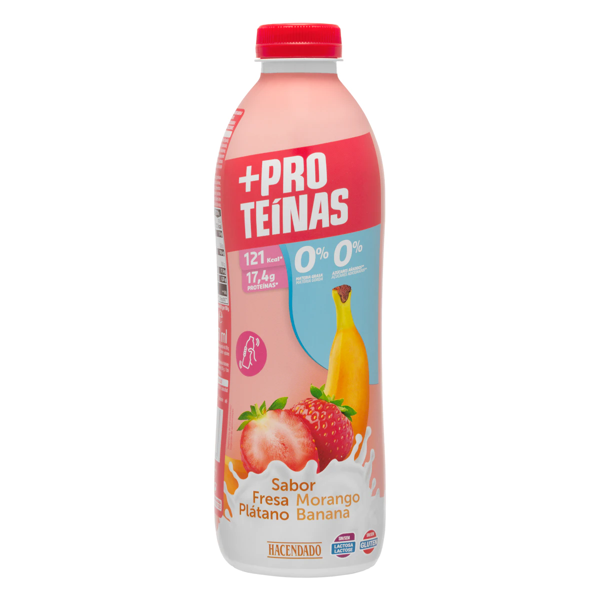 Bebida láctea sabor fresa y plátano +Proteínas 17,4 g 0% MG 0% azúcares añadidos