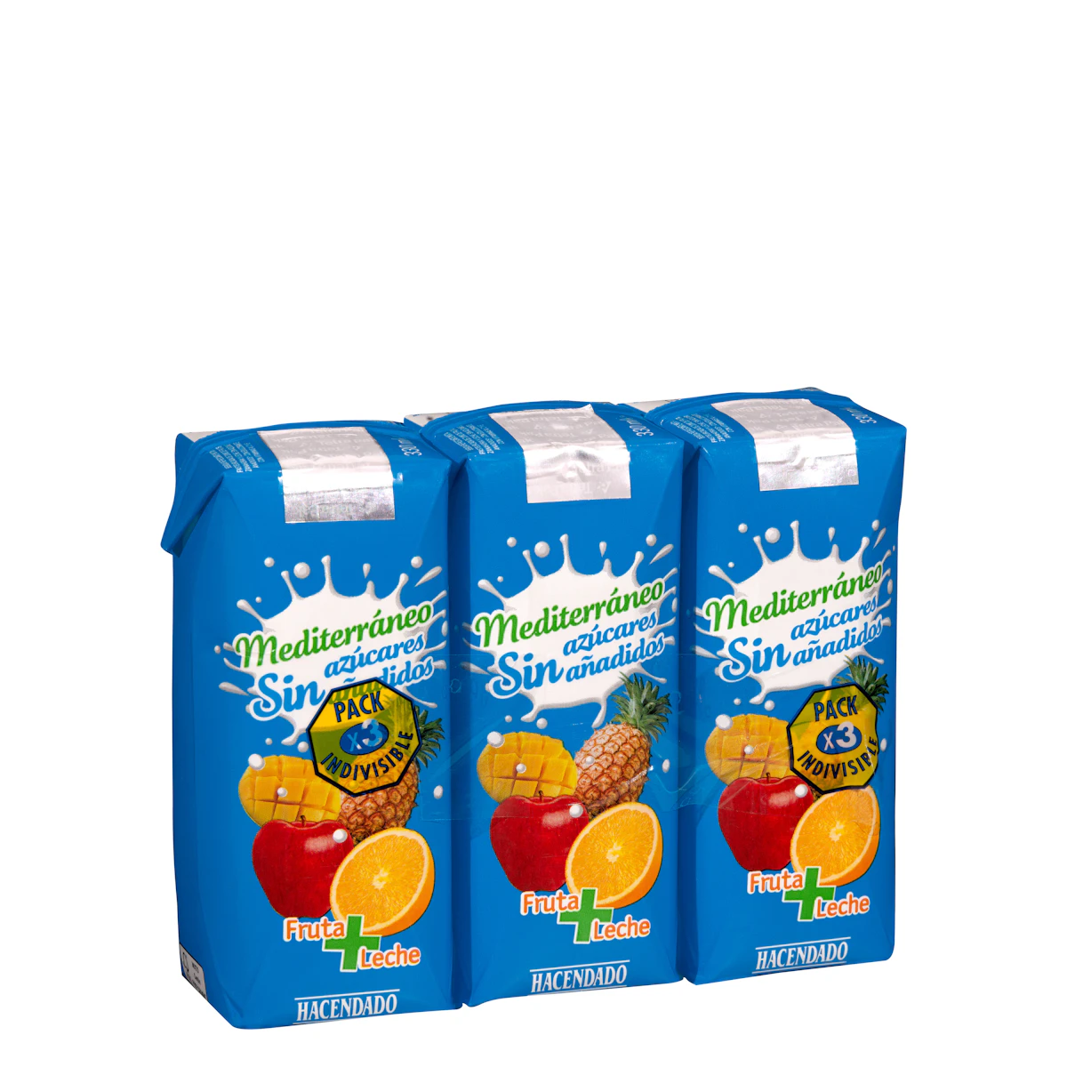 Fruta + leche mediterráneo Hacendado sin azúcares añadidos